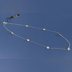 NWT Kenneth Jay Lane Elegant Silver CZ Necklace.